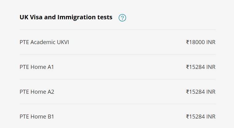 PTE Exam Fee in India