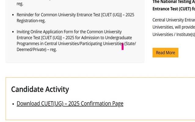 Download CUET UG 2025 Confirmation