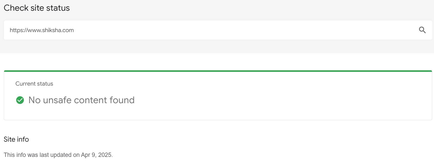 Safe Browsing - Site Status