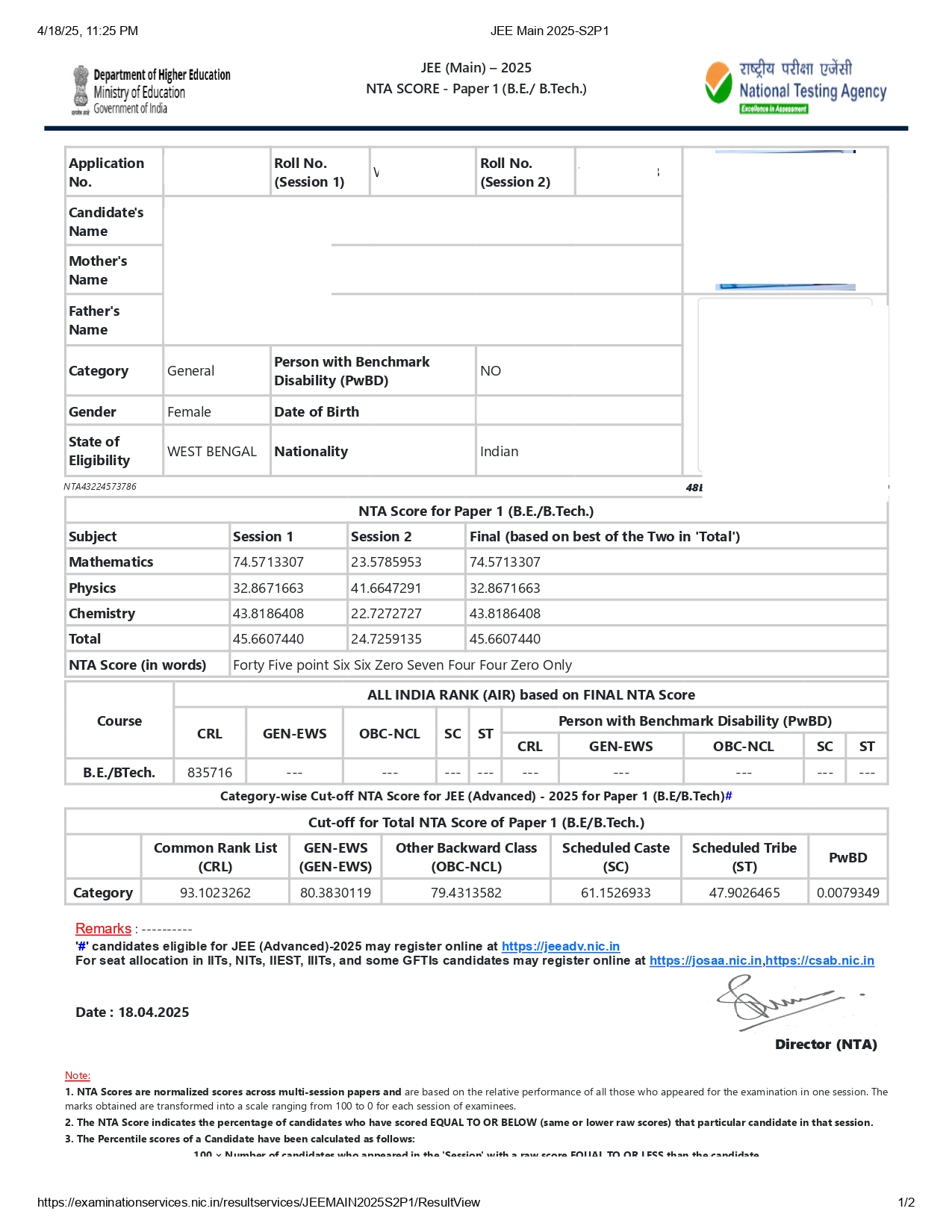 JEE-Main-Result-2025-Session-2-Scorecard