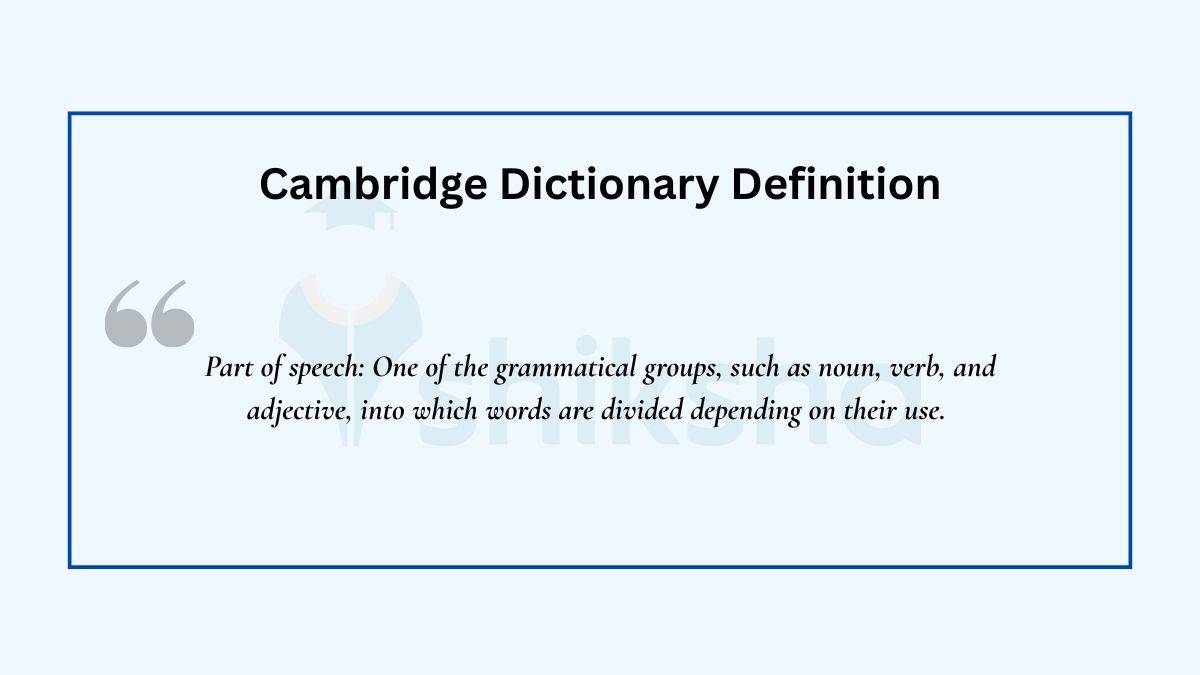 Parts of Speech in English Definition