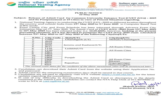 CUET UG 2025 Admit Card
