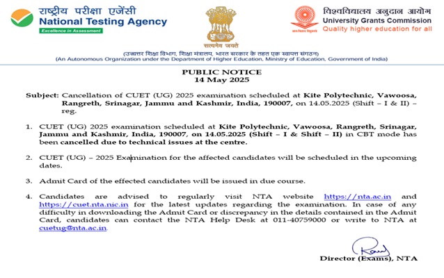 CUET UG 2025 Exam Cancelled