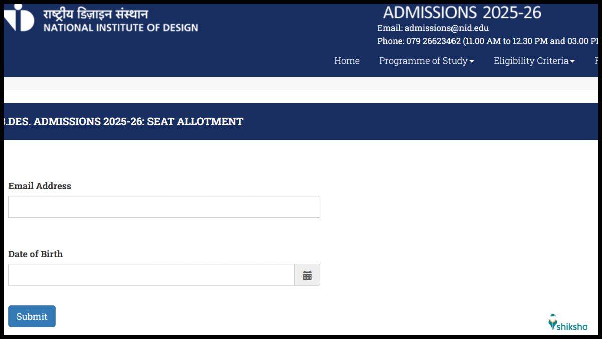 NID B.Des Seat Allotment