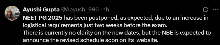 NEET PG 2025 exam postponed