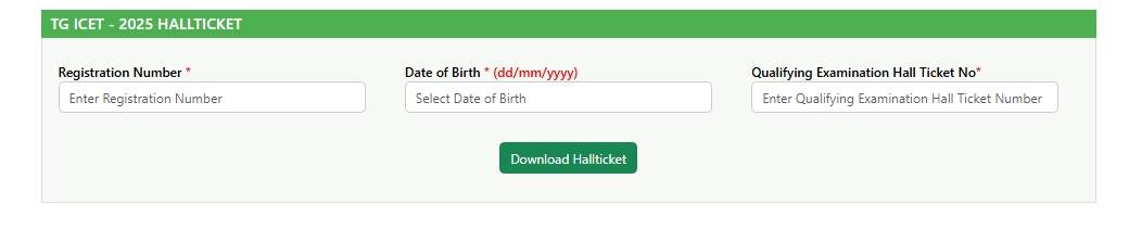 TG ICET Login for Hall Ticket Download
