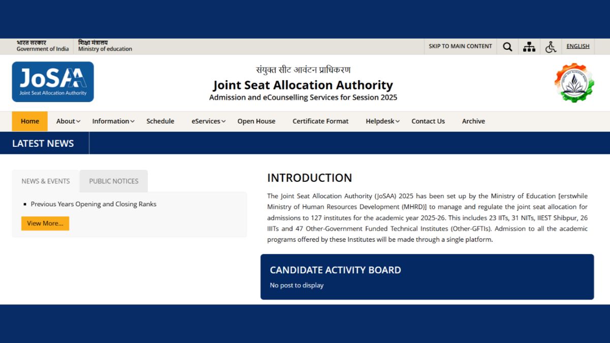 JoSAA 2025 Counselling