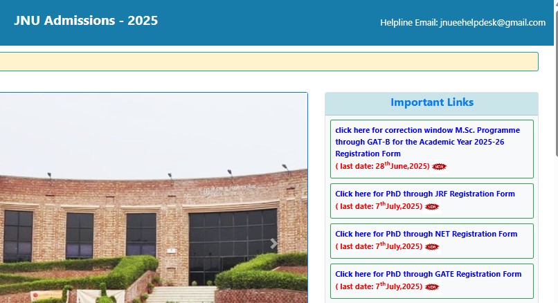 JNU PhD Admission 2025