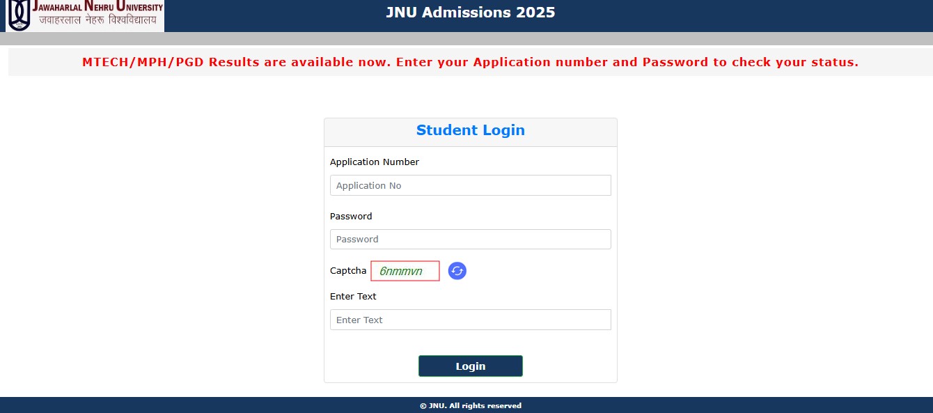 JNU PGD Admission 2025