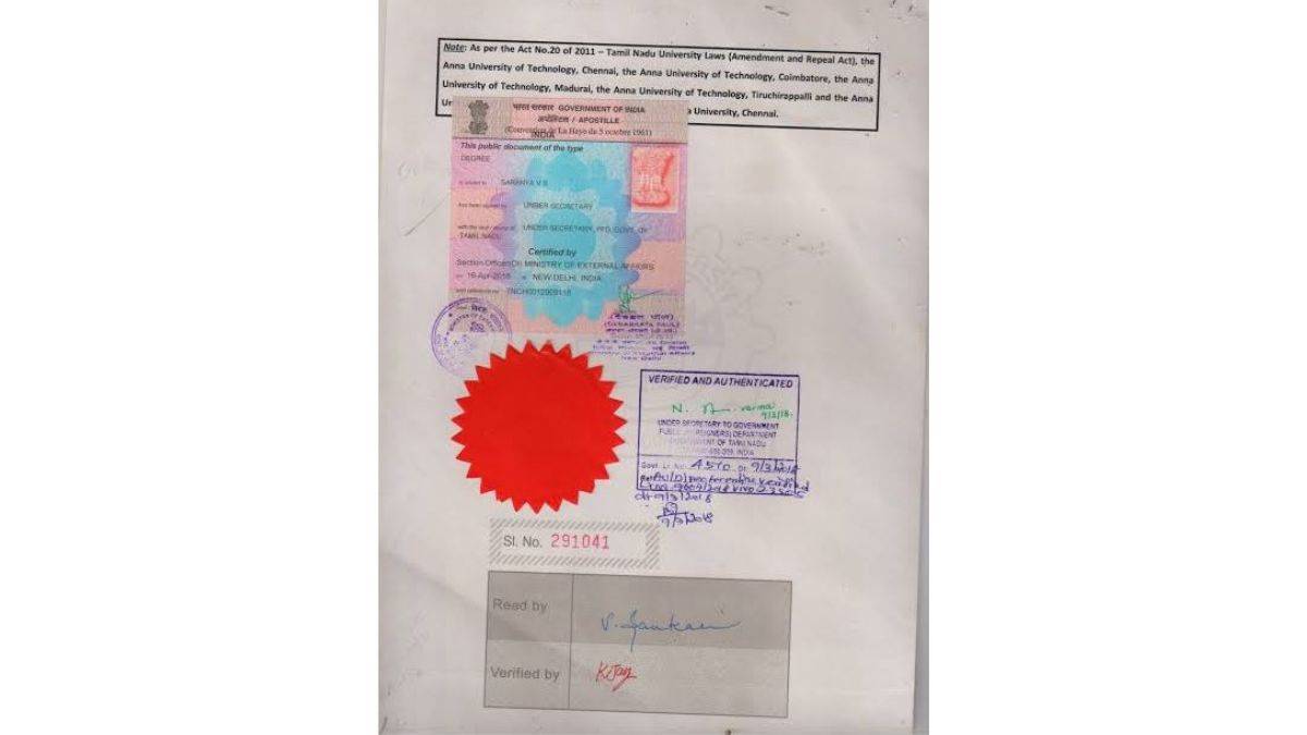 Sample Apostille Attestation