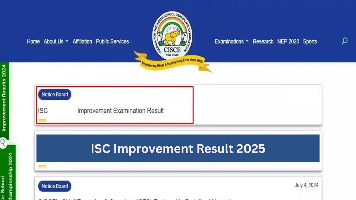 ISC Improvement Result 2025 @cisce.org