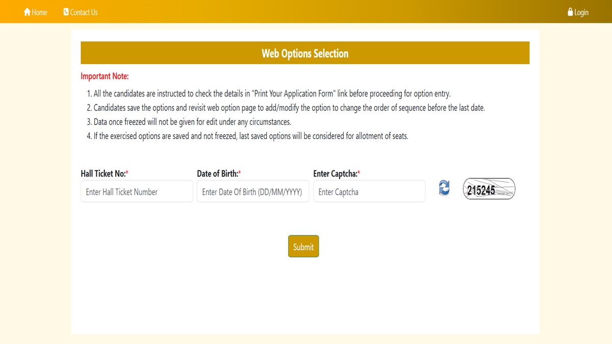 AP ICET 2025 Web Option Login
