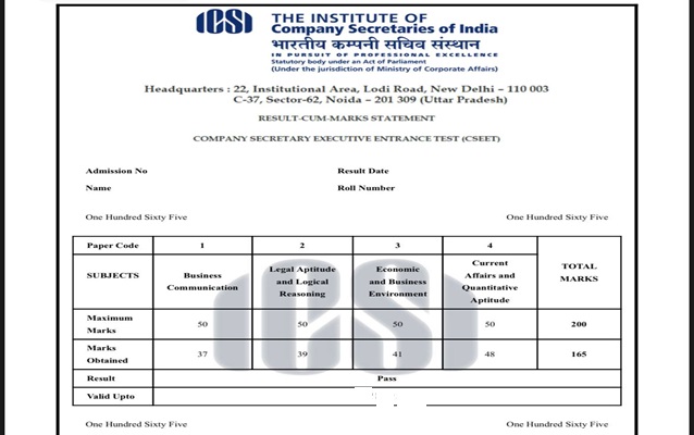 CSEET Scorecard July 2025