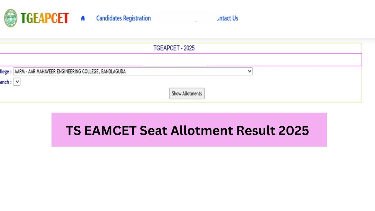 TS EAMCET Seat Allotment Result 2025 Today