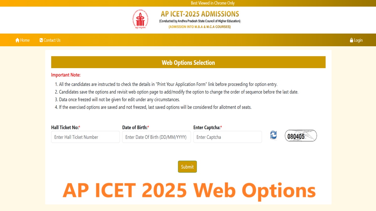 AP ICET 2025 Web Options