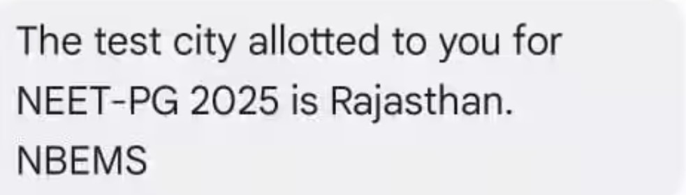 NEET PG City Intimation 2025