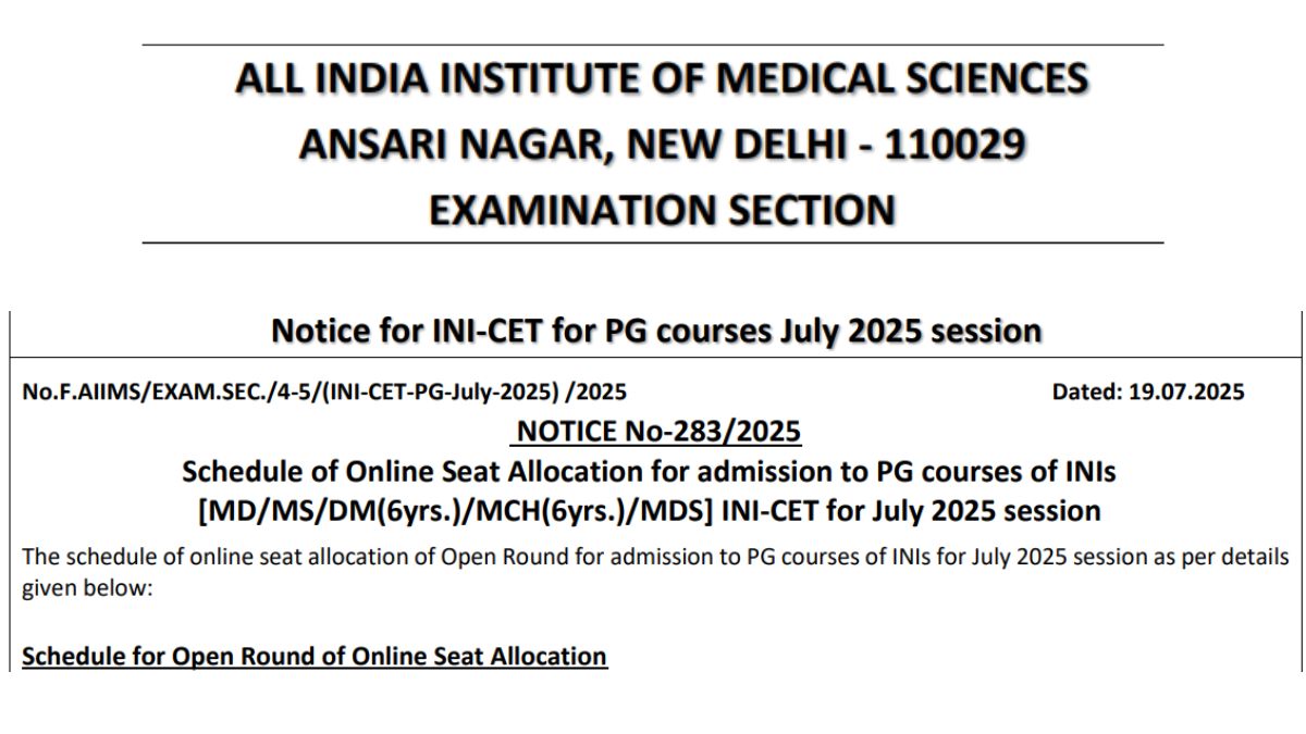 INI CET Counselling 2025 