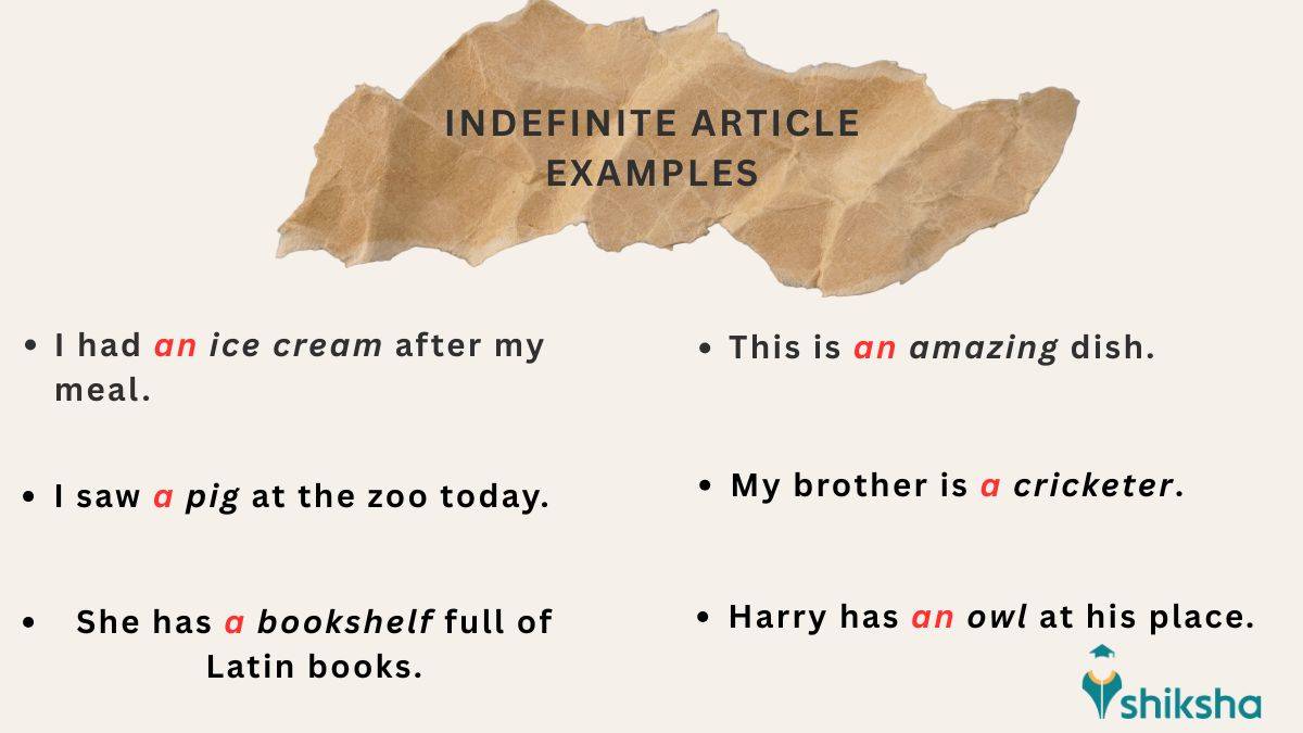 Examples for Indefinite Articles