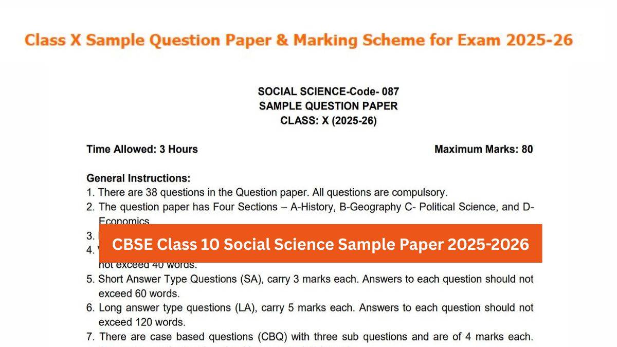 CBSE Class 10 Social Science Sample Paper 2025-2026