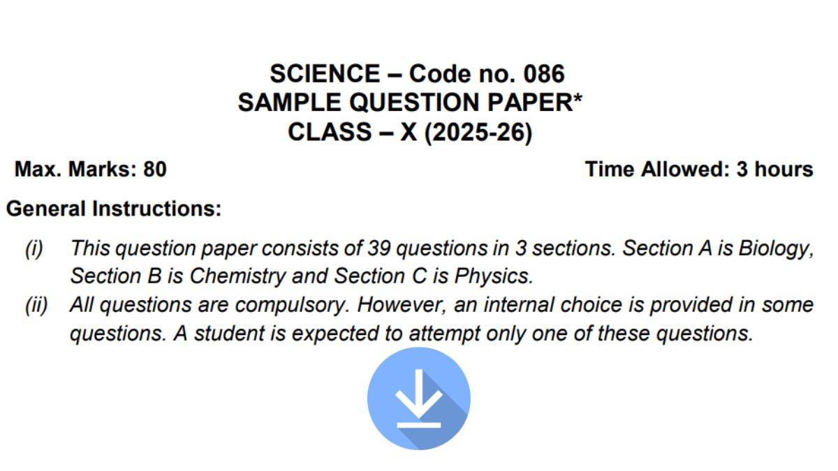 CBSE Class 10th Science Sample Paper 2025- 26