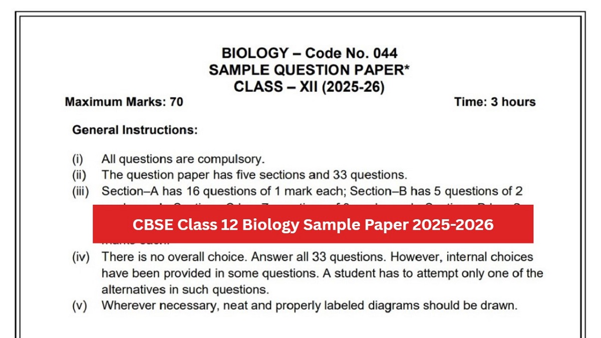 CBSE Class 12 Biology Sample Paper 2025-2026