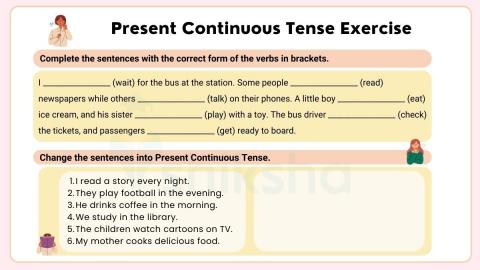 Simple Present Continuous Tense Worksheet For Cl 3 With Answers ...