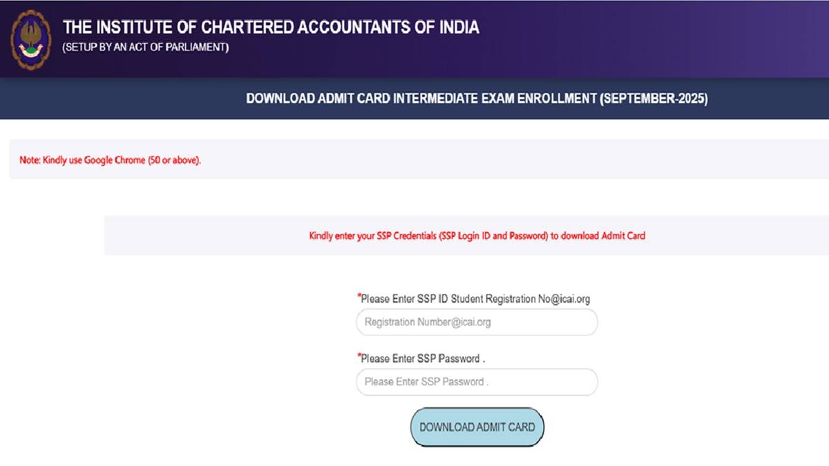 CA Inter admit card 2025