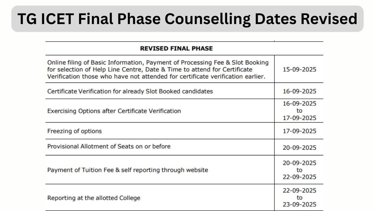 TS ICET Final Phase Counselling Dates