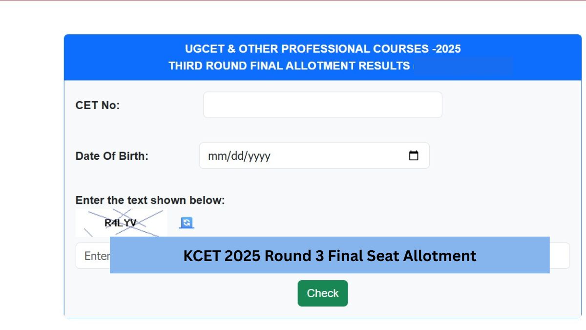 KCET 2025 Round 3 Final Seat Allotment