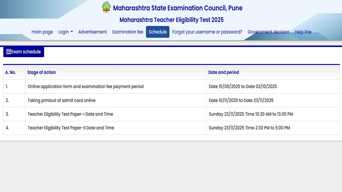 MAHA TET 2025 Notification OUT