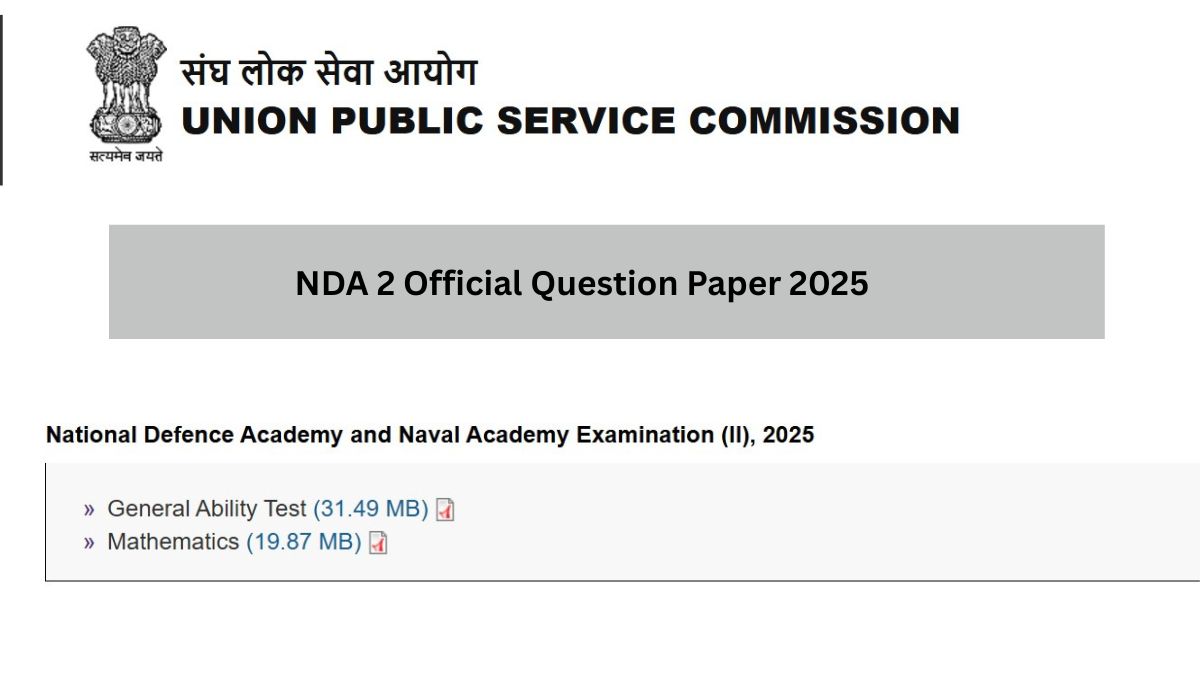 NDA 2 Official Question Paper 2025 Released