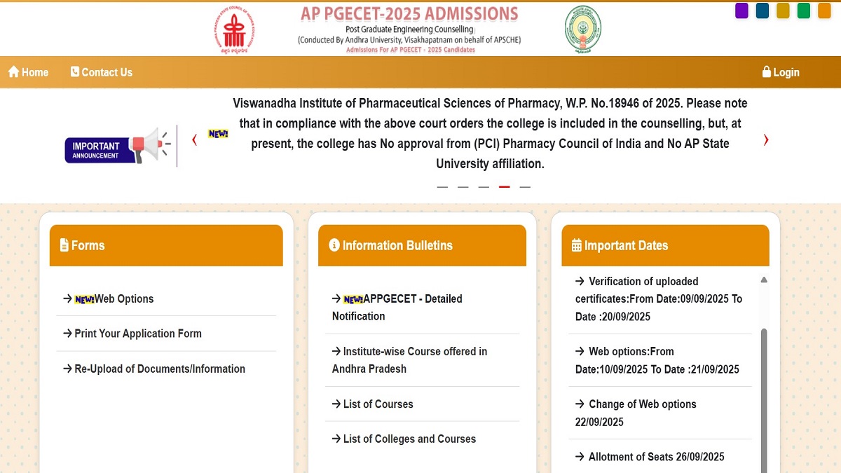 AP PGECET 2025 Web Option Entry Last Date Extended