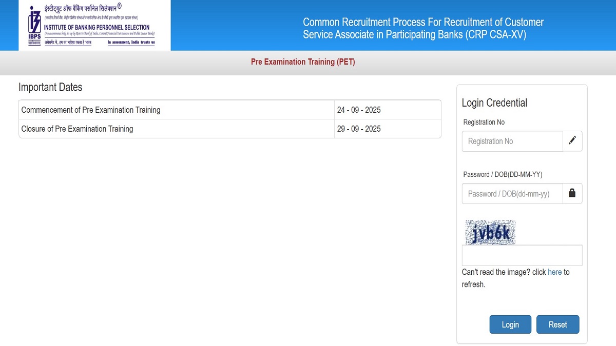 IBPS Clerk PET Call Letter 2025 OUT