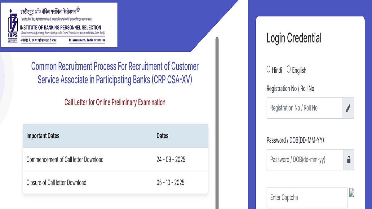 IBPS Clerk Admit Card 2025 OUT
