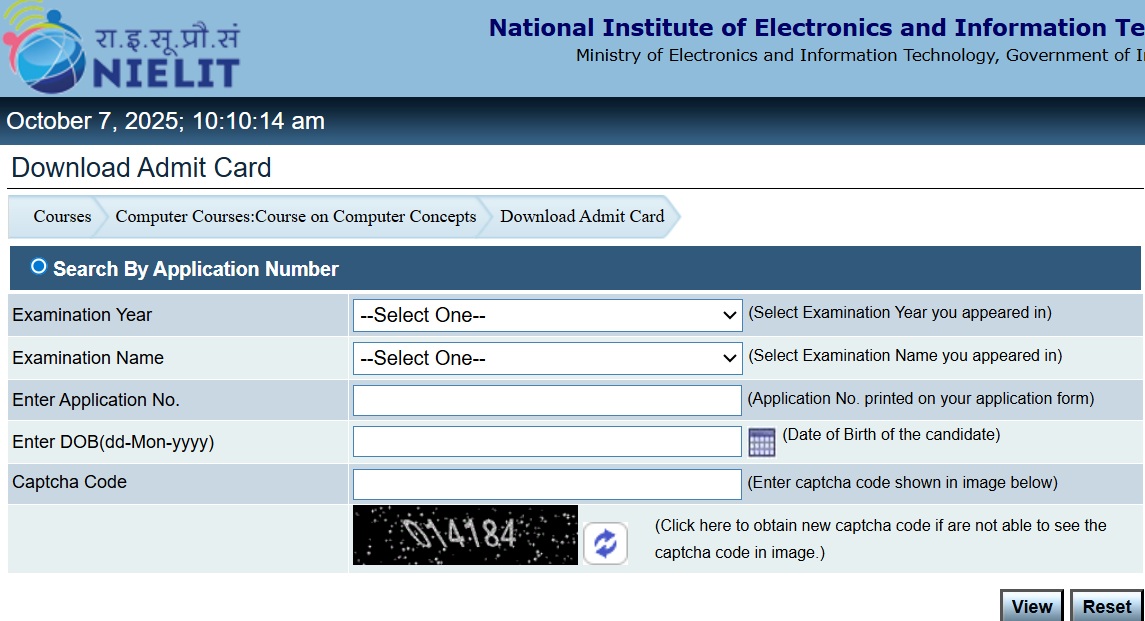 NIELIT DLC Exam Admit Card