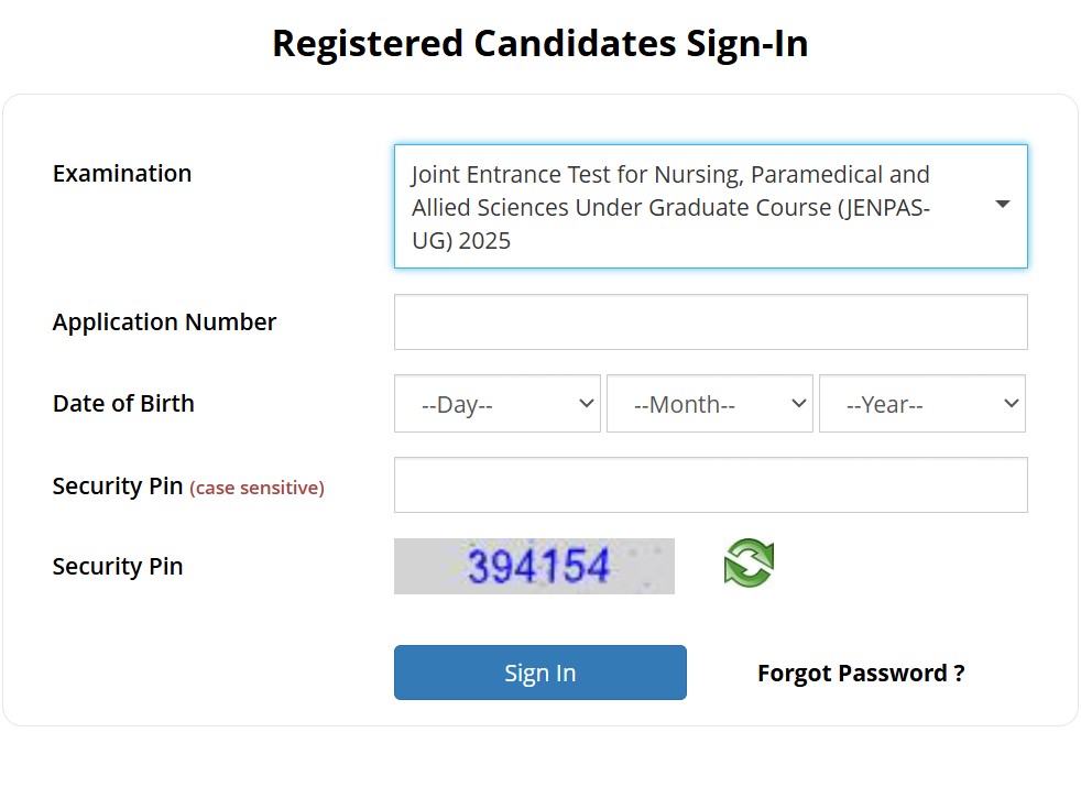 JENPAS UG admit card 2025 