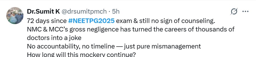 NEET PG Counselling 2025 Delay