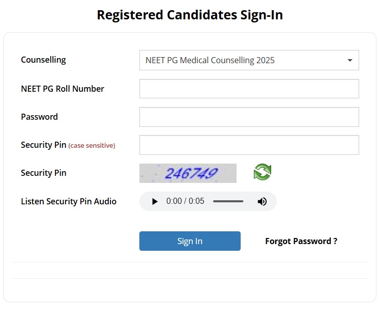 NEET PG Counselling 2025
