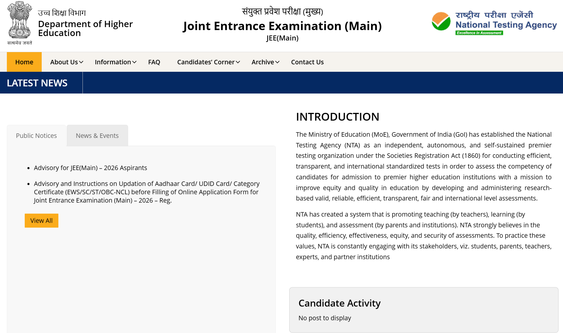 JEE Mains 2026 registration