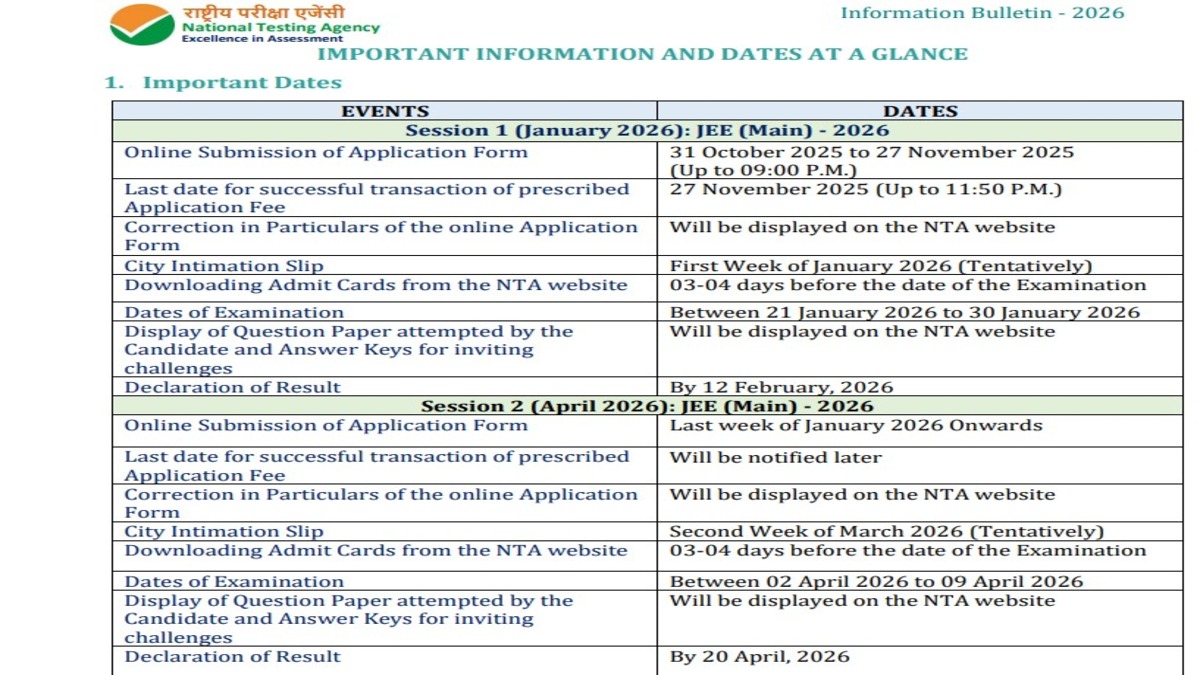 JEE-Main-2026-exam-date-session-1-revised
