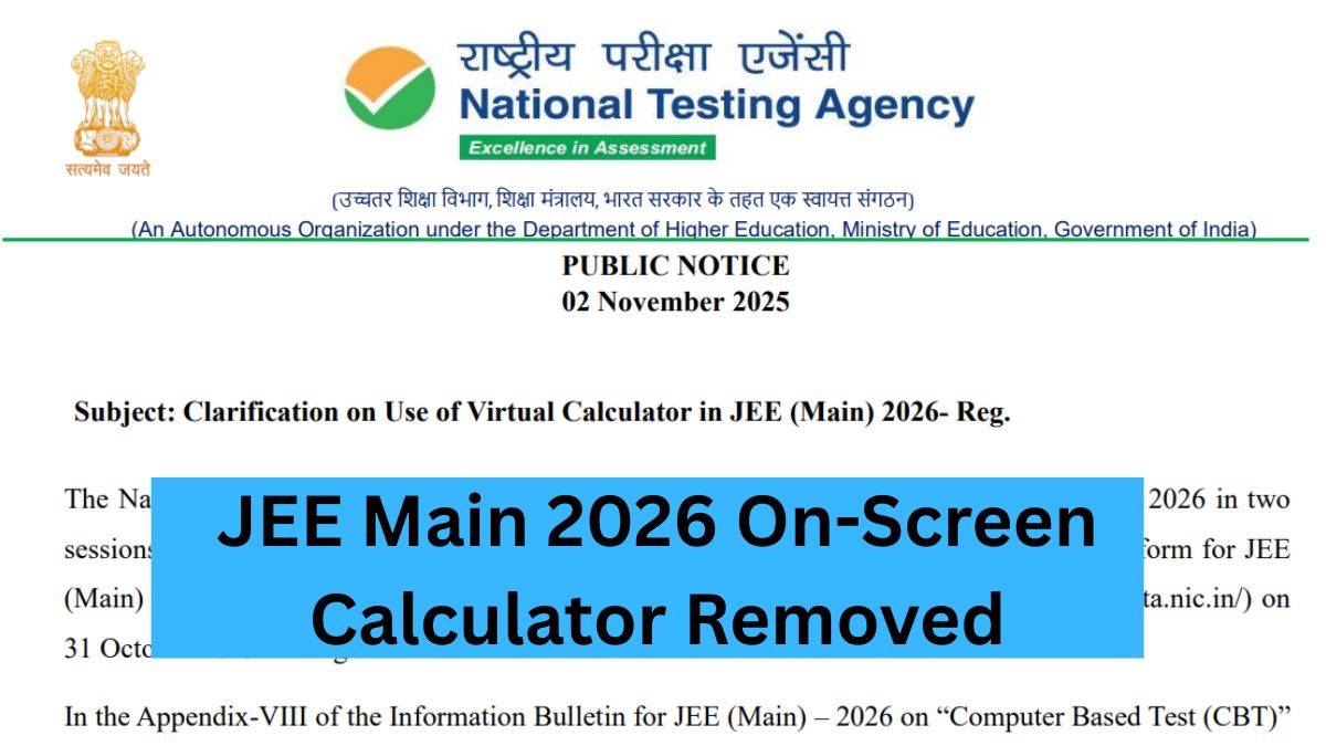 No calculator in JEE Main: NTA