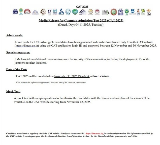 CAT 2025 admit card delay notification