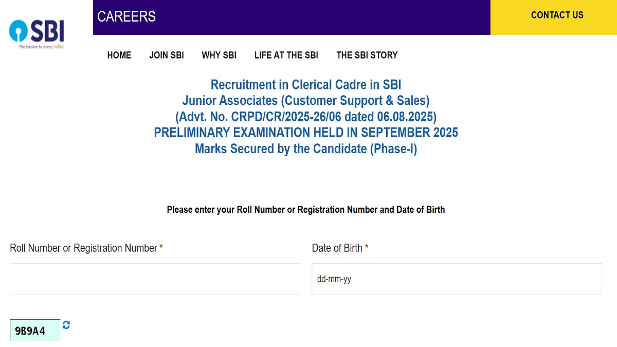 SBI Clerk Prelims Scorecard 2025 OUT