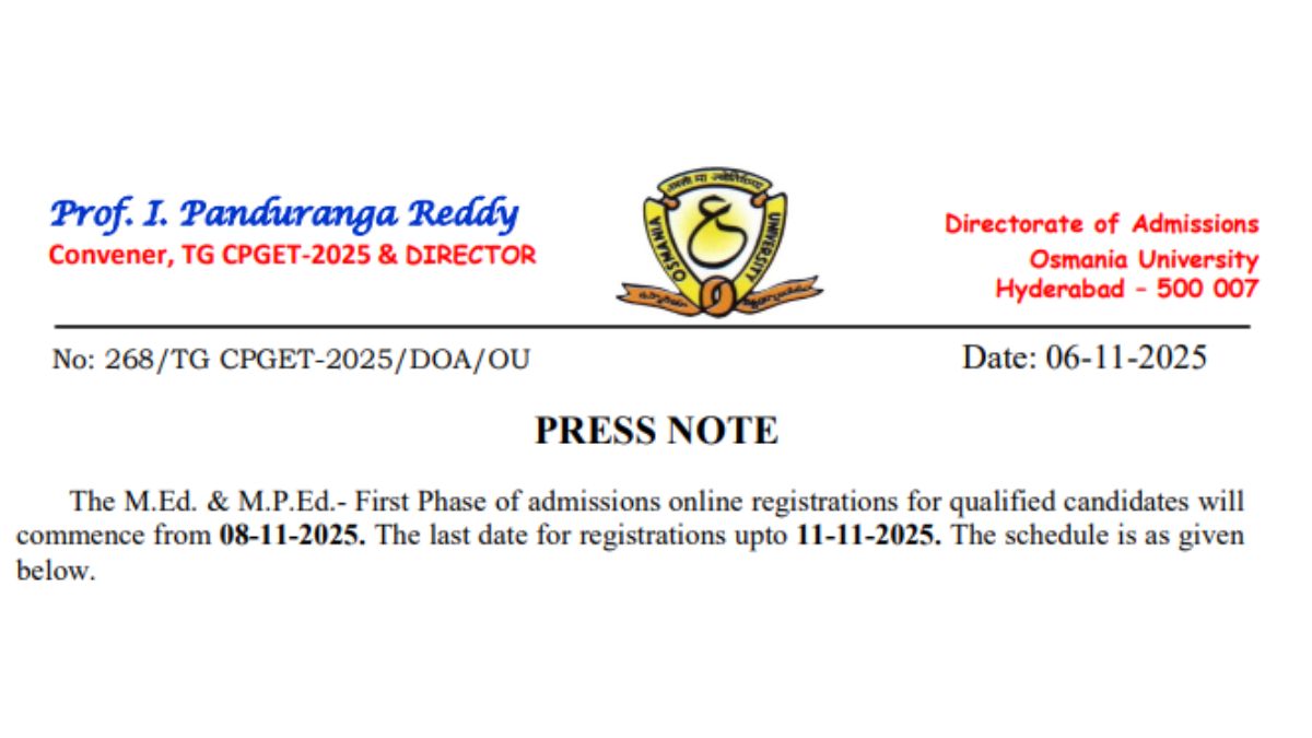 M.Ed. & M.P.Ed. First Phase Admissions