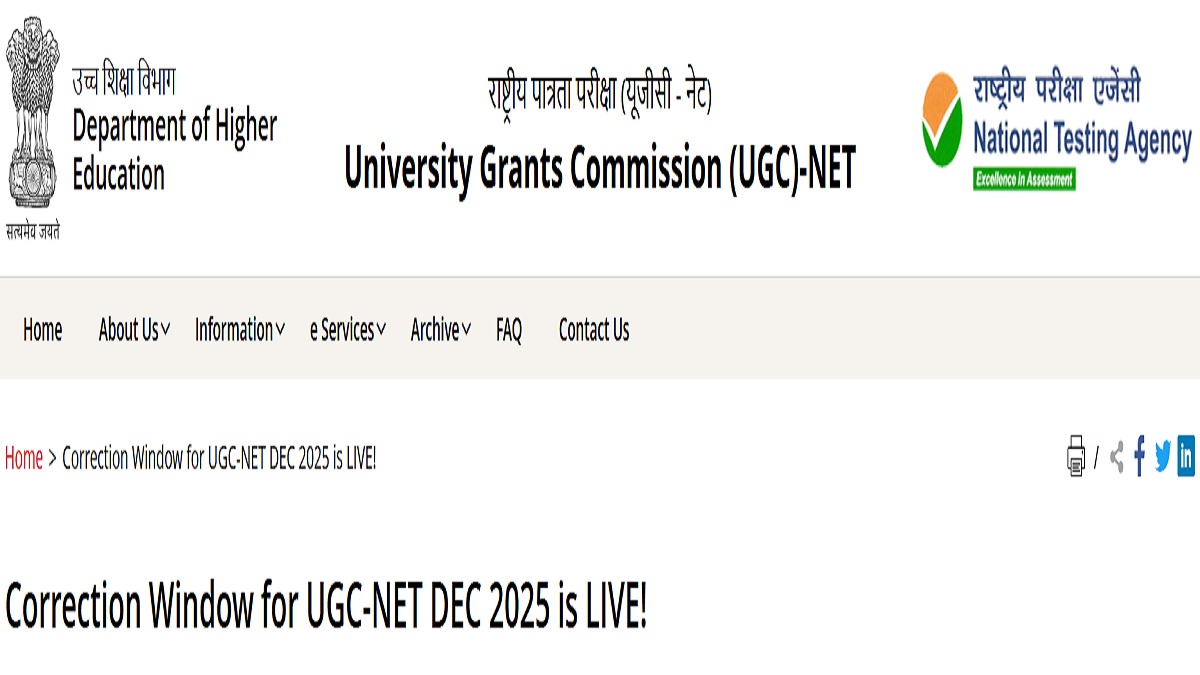 UGC NET Application Correction Window 2025 Opens