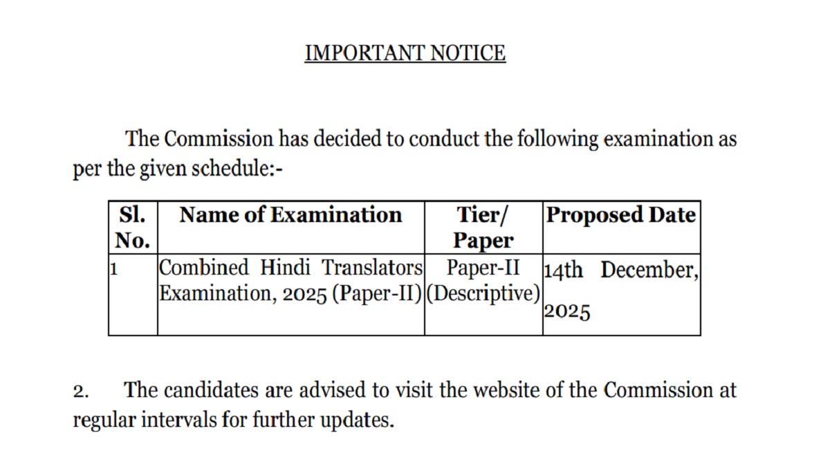 SSC JHT 2025 Paper 2 Date Announced
