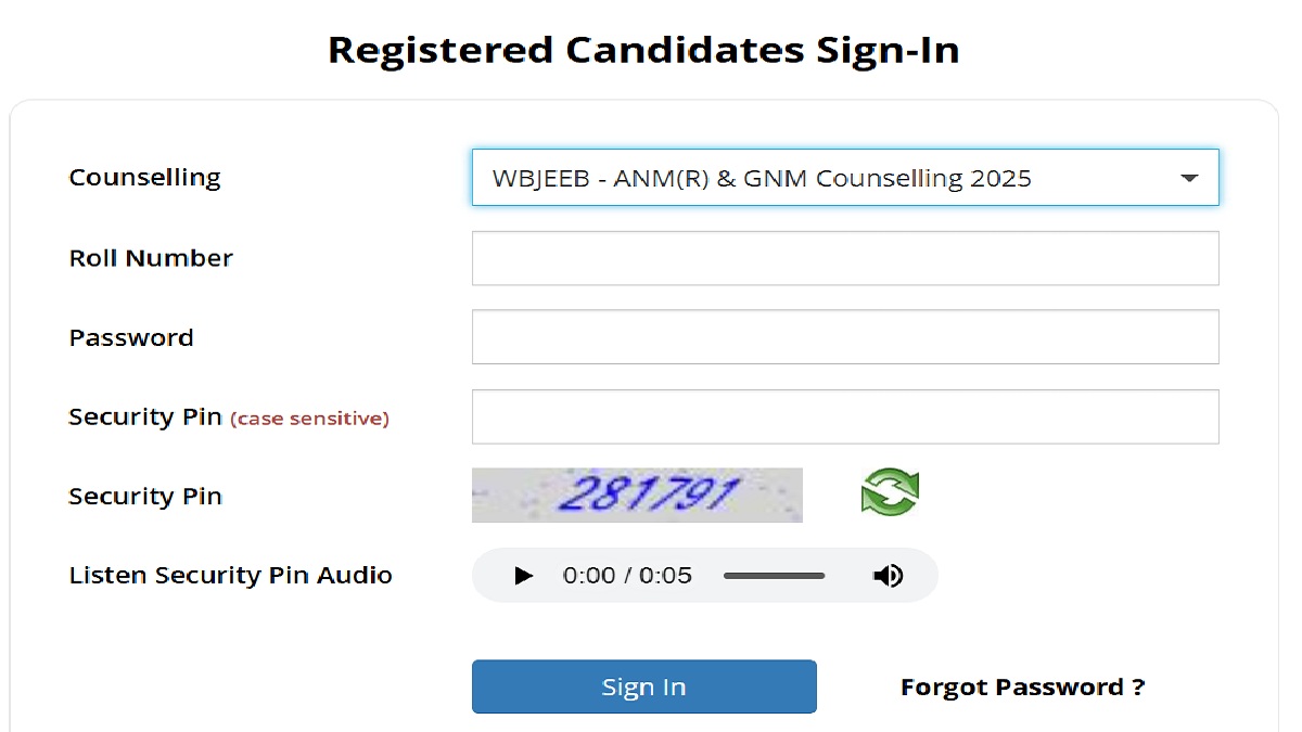 WB ANM GNM Counselling 2025 