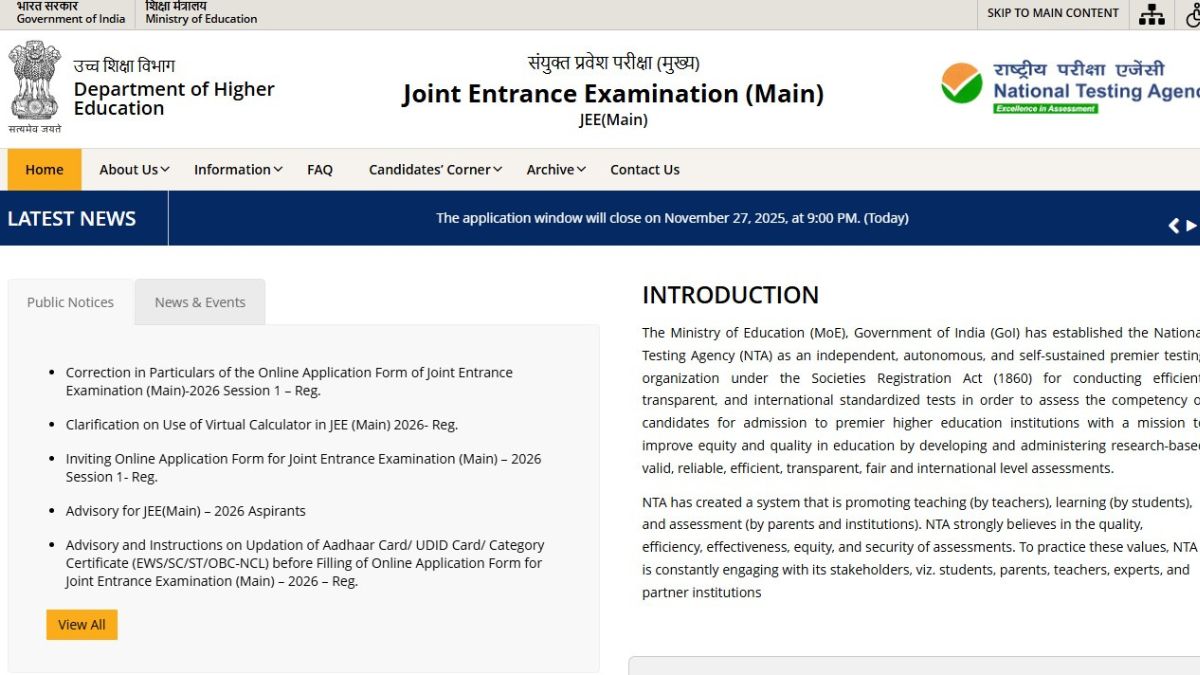 JEE Main 2026 Registration Deadline