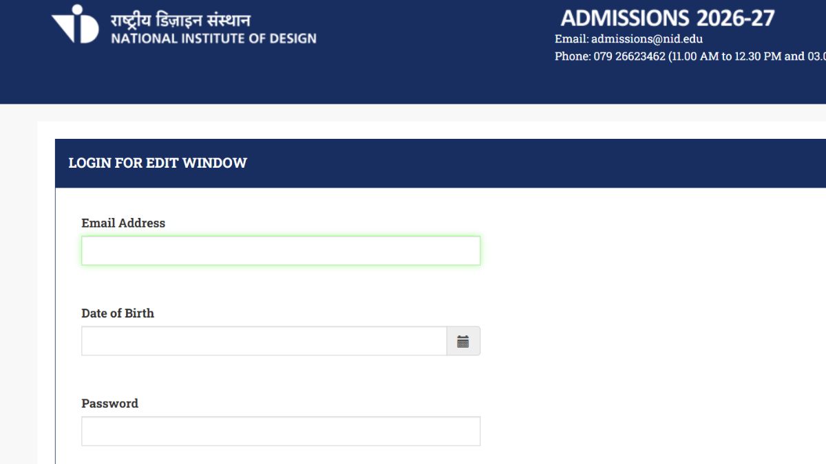 NID Application Edit Window