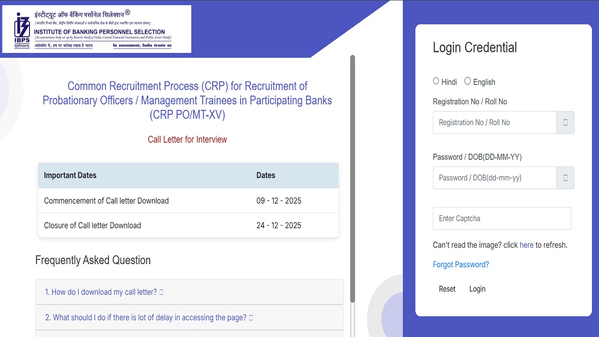 IBPS PO Interview Call Letter 2025 Out